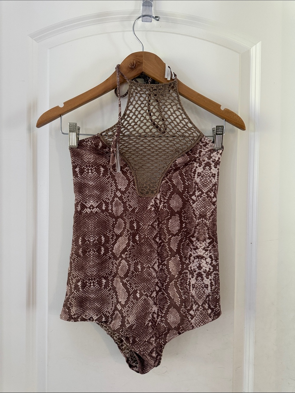 acacia swimwear Brown Snake-Print High-Neck One-Piece Bikini